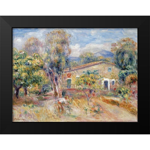 Collettes Farmhouse, Cagnes Black Modern Wood Framed Art Print by Renoir, Pierre-Auguste