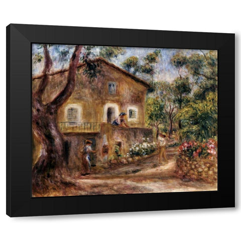 Collettes House at Cagnes Black Modern Wood Framed Art Print with Double Matting by Renoir, Pierre-Auguste