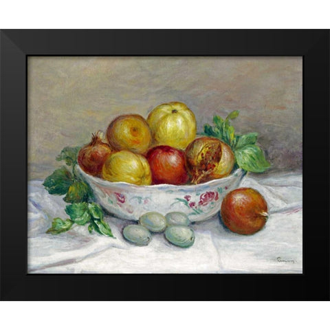 Nature Morte a La Grenade Black Modern Wood Framed Art Print by Renoir, Pierre-Auguste