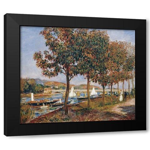 The Bridge at Argenteuil Black Modern Wood Framed Art Print by Renoir, Pierre-Auguste