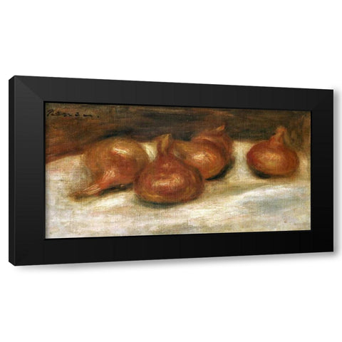 Still Life With Onions Black Modern Wood Framed Art Print by Renoir, Pierre-Auguste