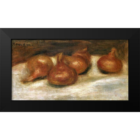 Still Life With Onions Black Modern Wood Framed Art Print by Renoir, Pierre-Auguste