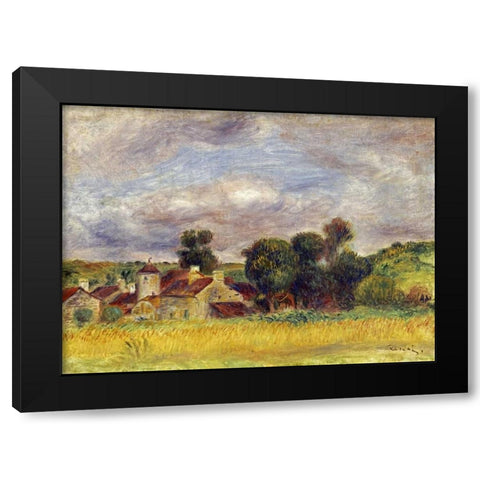 Brittany Countryside Black Modern Wood Framed Art Print by Renoir, Pierre-Auguste