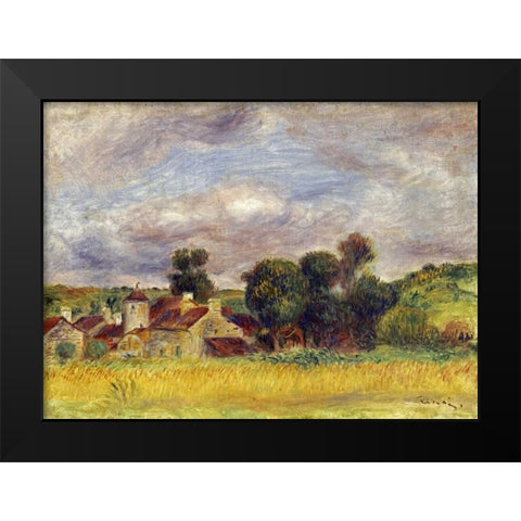 Brittany Countryside Black Modern Wood Framed Art Print by Renoir, Pierre-Auguste