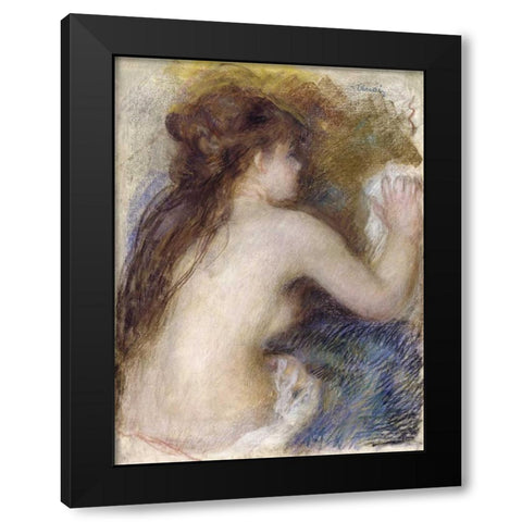 Nude Back of a Woman Black Modern Wood Framed Art Print by Renoir, Pierre-Auguste