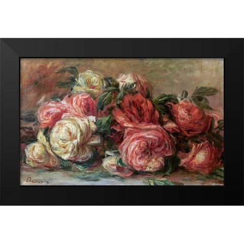 Discarded Roses Black Modern Wood Framed Art Print by Renoir, Pierre-Auguste
