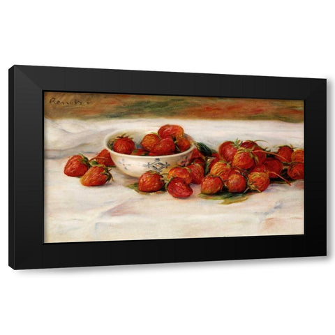 Strawberries Black Modern Wood Framed Art Print with Double Matting by Renoir, Pierre-Auguste