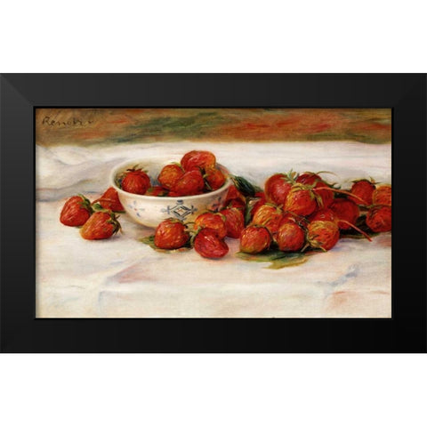 Strawberries Black Modern Wood Framed Art Print by Renoir, Pierre-Auguste