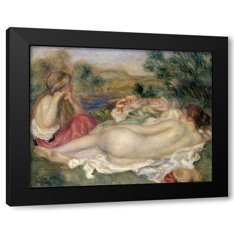 Two Bathers Black Modern Wood Framed Art Print by Renoir, Pierre-Auguste