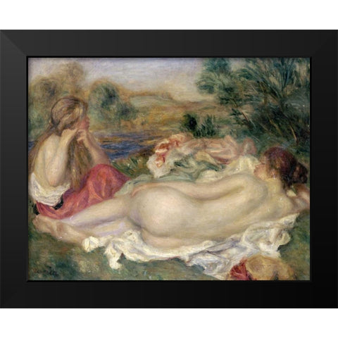 Two Bathers Black Modern Wood Framed Art Print by Renoir, Pierre-Auguste