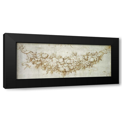 A Swag of Harvest Fruit Black Modern Wood Framed Art Print by Reubens, Peter Paul