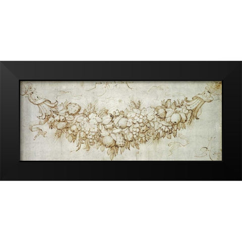 A Swag of Harvest Fruit Black Modern Wood Framed Art Print by Reubens, Peter Paul