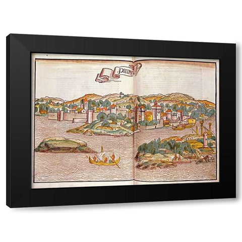 Peregrinatio In Terram Sanctam Black Modern Wood Framed Art Print by Von Breydenbach Erhard Reuwich, Bernhard