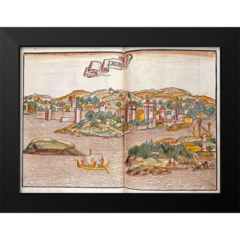 Peregrinatio In Terram Sanctam Black Modern Wood Framed Art Print by Von Breydenbach Erhard Reuwich, Bernhard