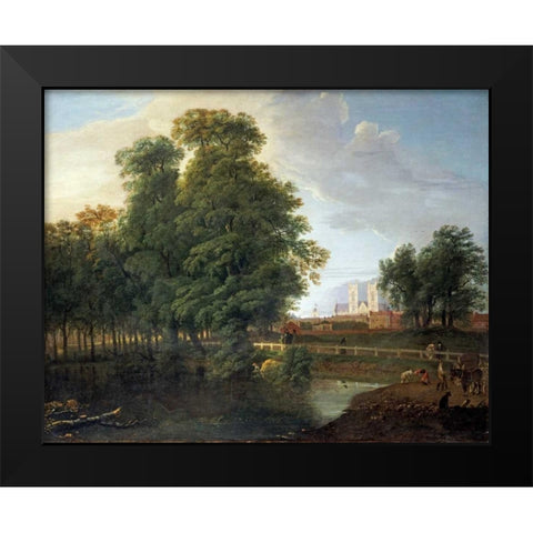 A View of Westminster Abbey Black Modern Wood Framed Art Print by Richards, John Inigo