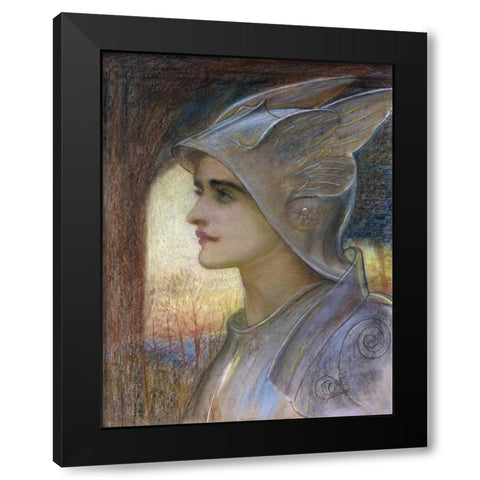 St Joan of Arc Black Modern Wood Framed Art Print with Double Matting by Richmond, Sir William Blake