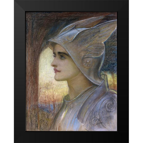 St Joan of Arc Black Modern Wood Framed Art Print by Richmond, Sir William Blake