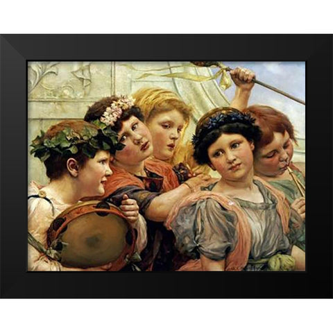 The Young Musicians Black Modern Wood Framed Art Print by Robertson, George Edward