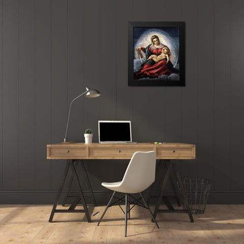 The Madonna and Child Black Modern Wood Framed Art Print by Robusti, Jacopo