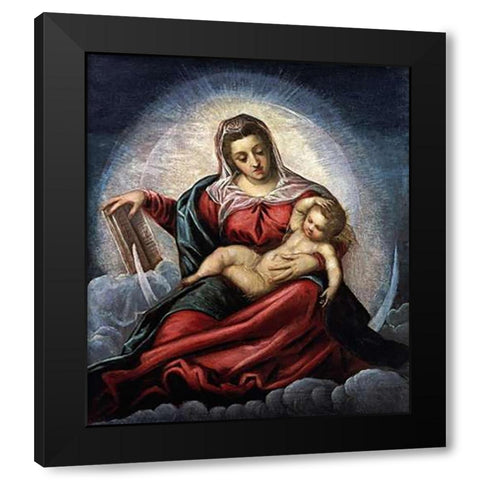 The Madonna and Child Black Modern Wood Framed Art Print by Robusti, Jacopo