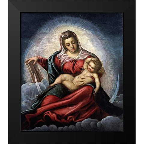 The Madonna and Child Black Modern Wood Framed Art Print by Robusti, Jacopo