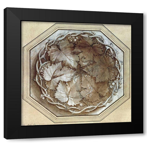 Design For a Fruit Bowl Black Modern Wood Framed Art Print by Romano, Giulio