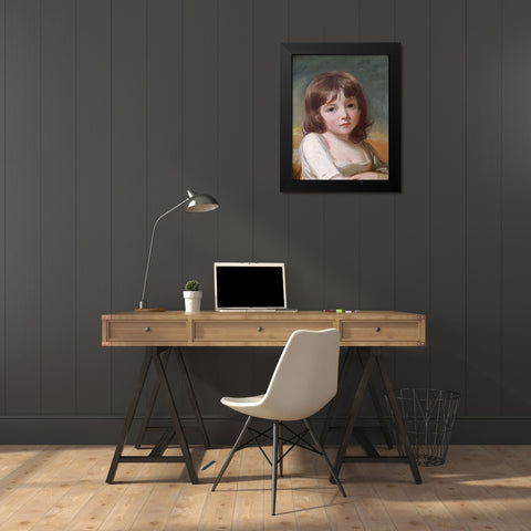 Portrait of a Girl Black Modern Wood Framed Art Print by Romney, George