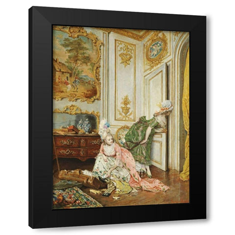 Les Curieuses Black Modern Wood Framed Art Print with Double Matting by Rossi, Lucio