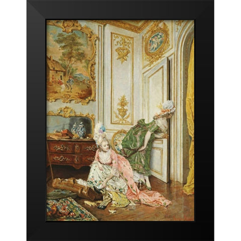 Les Curieuses Black Modern Wood Framed Art Print by Rossi, Lucio