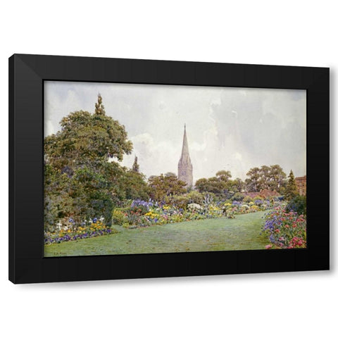 Mrs. Jacobs Garden Black Modern Wood Framed Art Print with Double Matting by Rowe, Ernest Arthur