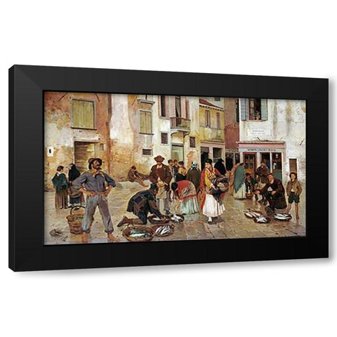 Campiello Delle Mosche, Venice Black Modern Wood Framed Art Print by Ruben, Franz Leo