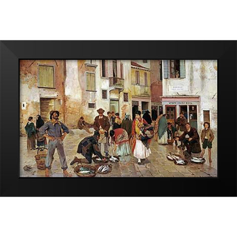 Campiello Delle Mosche, Venice Black Modern Wood Framed Art Print by Ruben, Franz Leo