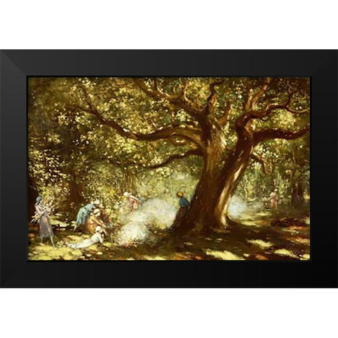 The Big Oak, Raheen, Co. Galway Black Modern Wood Framed Art Print by Russell, George