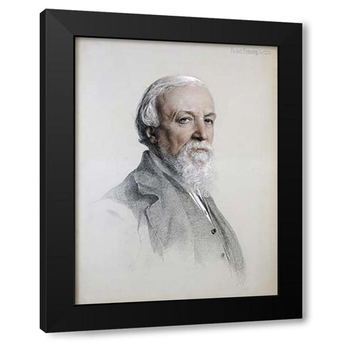 Portrait of Robert Browning Black Modern Wood Framed Art Print by Sandys, Anthony Frederick August