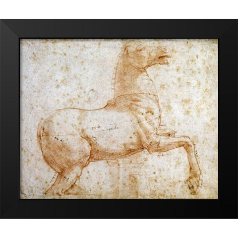 Study of One of The Quirinal Marble Horses Black Modern Wood Framed Art Print by Raphael