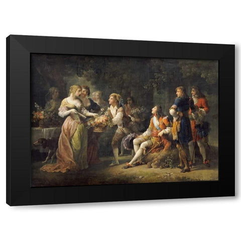 Louis XIV of France Declaring His Love Black Modern Wood Framed Art Print by Schall, Jean-Frederic