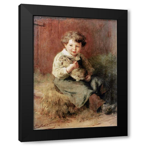 The Pet Rabbit Black Modern Wood Framed Art Print by Schlesinger, Felix