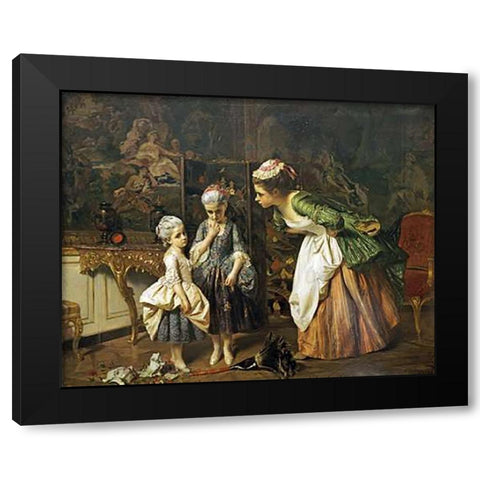Its Not Me Black Modern Wood Framed Art Print by Schlesinger, Henri Guillaume