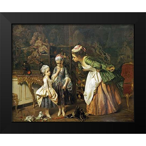 Its Not Me Black Modern Wood Framed Art Print by Schlesinger, Henri Guillaume