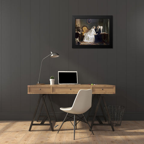 Some Good Advice Black Modern Wood Framed Art Print by Scholten, Hendrik Jacobus