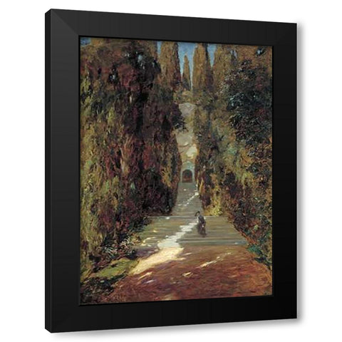 A Messa Prima Black Modern Wood Framed Art Print by Segantini, Giovanni