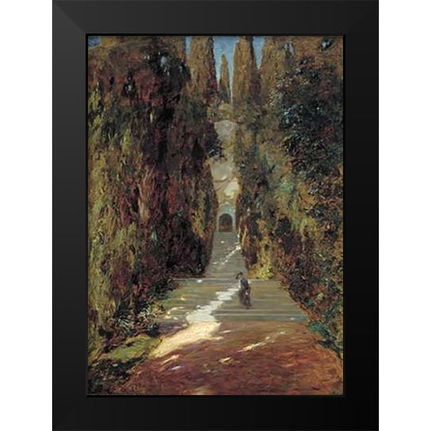 A Messa Prima Black Modern Wood Framed Art Print by Segantini, Giovanni