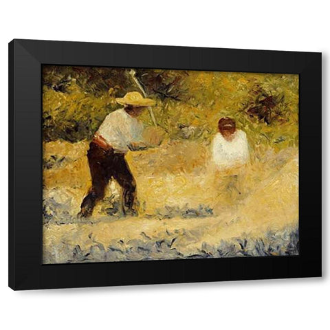 The Stone Heap Black Modern Wood Framed Art Print with Double Matting by Seurat, Georges