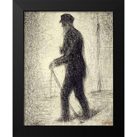 Walking Black Modern Wood Framed Art Print by Seurat, Georges