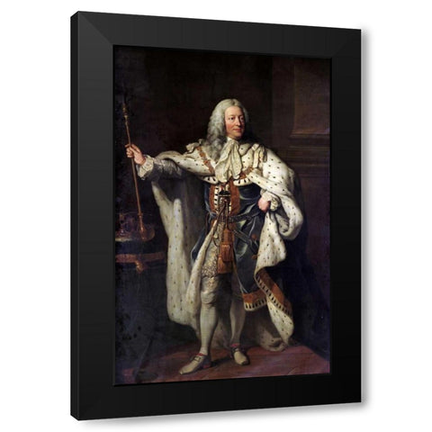 Portrait of King George II Black Modern Wood Framed Art Print by Shackleton, John
