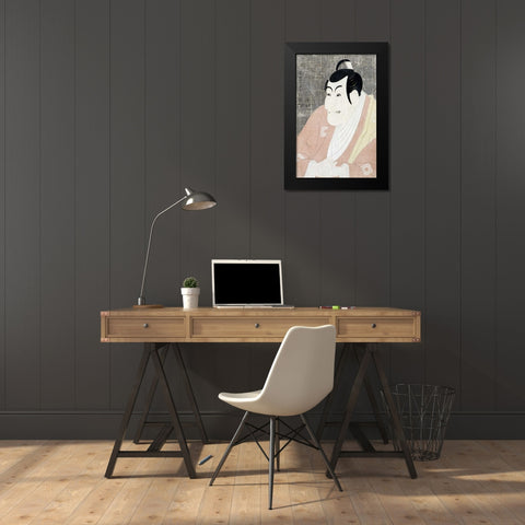 Ichikawa Ebizo IV Black Modern Wood Framed Art Print by Sharaku, Toshusai