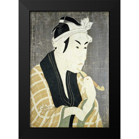 Matsumobo Koshiro IV Black Modern Wood Framed Art Print by Sharaku, Toshusai