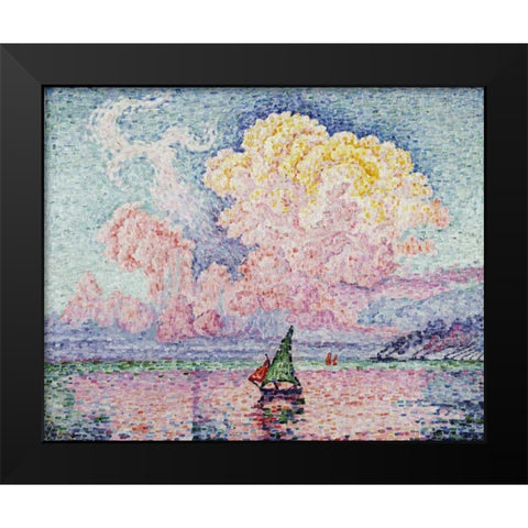 Pink Clouds, Antibes Black Modern Wood Framed Art Print by Signac, Paul