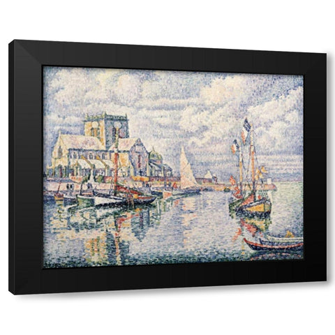Le Port De Barfleur Black Modern Wood Framed Art Print by Signac, Paul