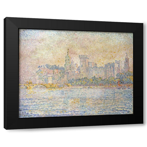 Avignon, Morning Black Modern Wood Framed Art Print with Double Matting by Signac, Paul